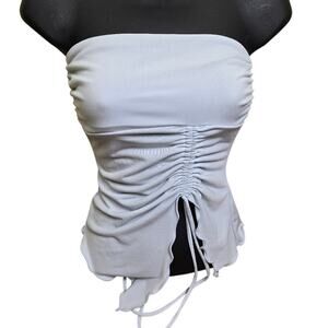 BDG Womens Size XS Ruched Strapless Asymetric Top - Light Blue‎